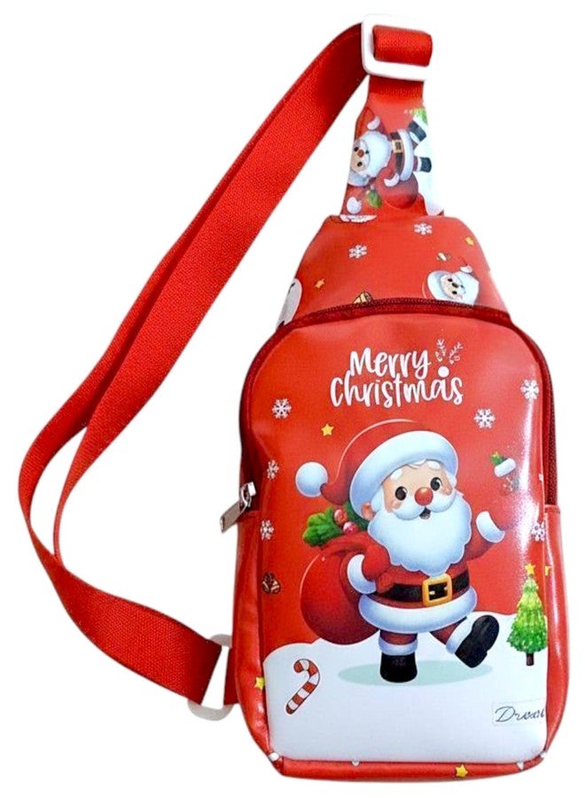 AMANVANI Christmas Kids Sling Bag - Festive Santa Print Crossbody Bag for Boys & Girls | Cute Holiday Shoulder Bag for School, Gifts & Travel | Random Colour Christmas Return Gift for Kids (1 Pcs) - Image 1